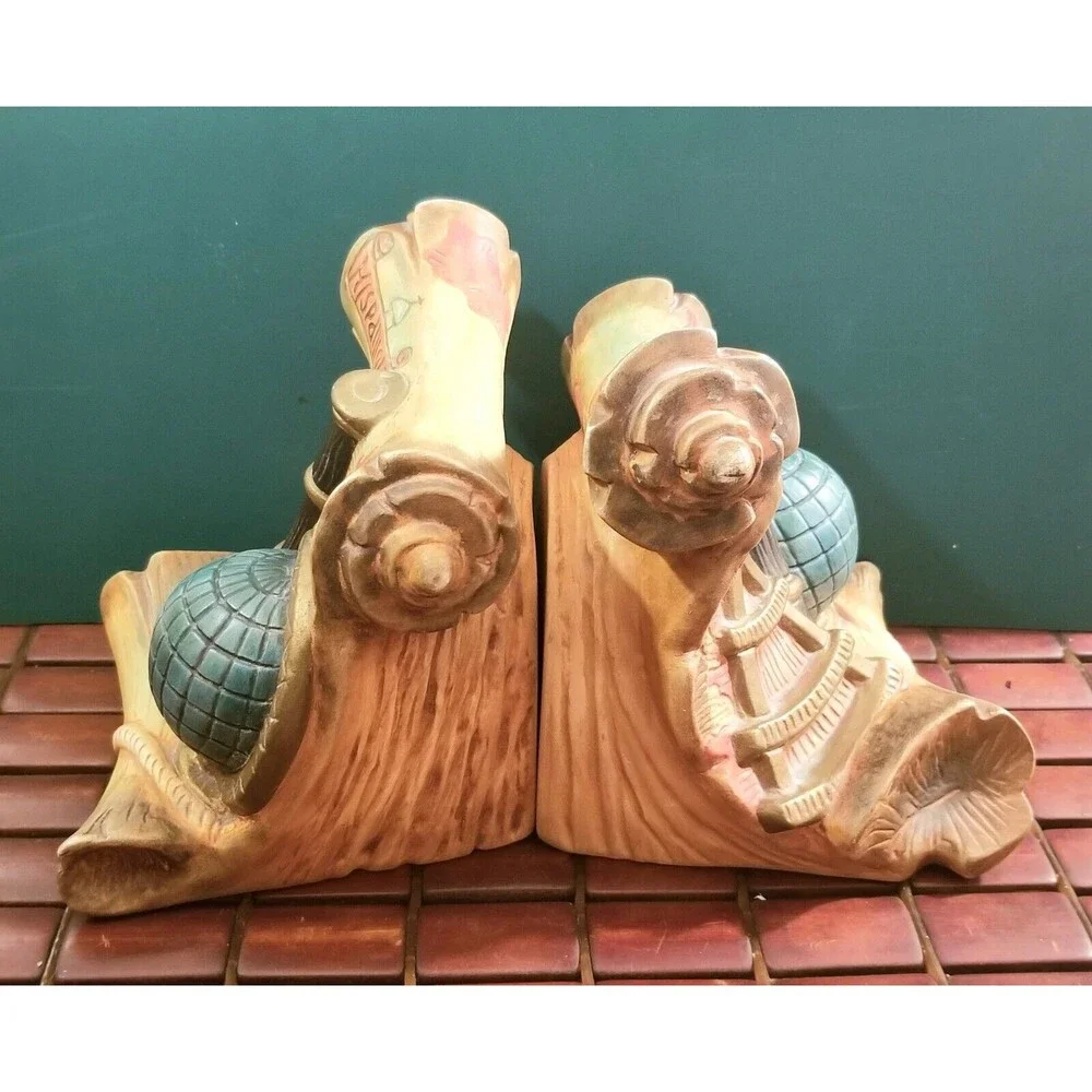 Vintage Midcentury Nautical Hispaniola Bookends Ceramic Universal Statuary Co.